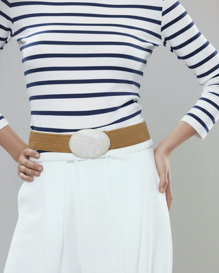 Coastal Crackle Buckle Raffia Belt