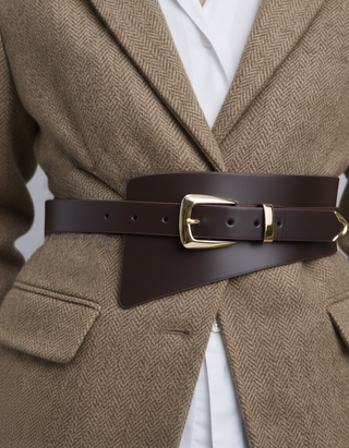 Asymmetrical Waist Cinching Belt with Polished Signature Hardware