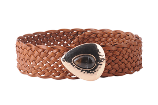 Wide Woven Asymmetrical Buckle Belt