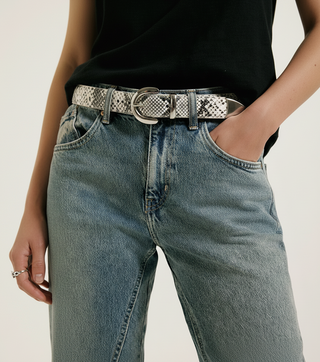 Natural Python Embossed Snakeskin Belt