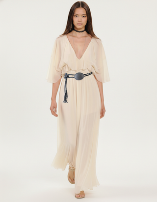 The Outlaw: A Braided Leather Western Rope Belt with Oval Concho and Tassel