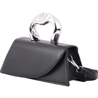 Asymmetrical Crossbody with Chrome Handle