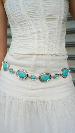 Turquoise Rhinestone Belt Large Turquoise Stone Chain Belt | mostwantedusa