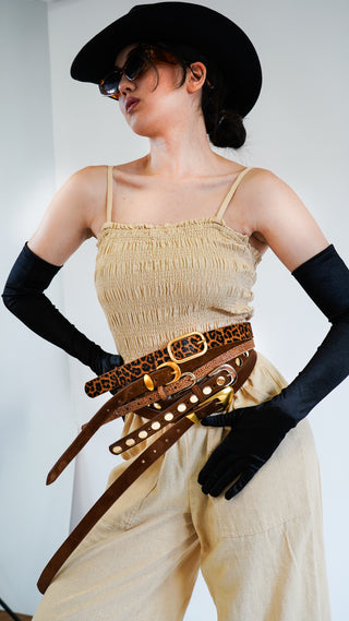 Skinny Suede Liquid Gold Buckle Belt- Ships July 21st