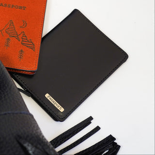 Black Leather Passport Holder