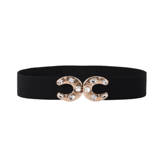 Crescent Moon Rhinestone Stretch Belt