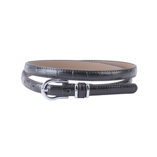 Skinny Croco Belt with Silver Equestrian Buckle