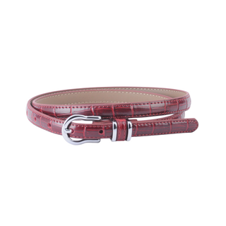 Skinny Croco Belt with Silver Equestrian Buckle