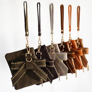 Suede Wristlet & Bow Hang-Off Set of 2 - Ships July 21st