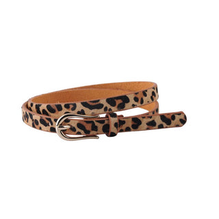 Skinny Cheetah Print Belt with Equestrian Clasp