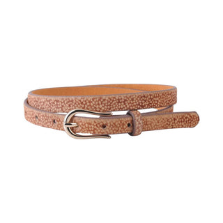 Skinny Spotted Calf Hair Belt with Equestrian Clasp