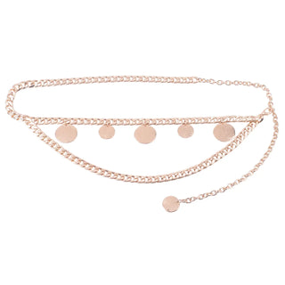 Stamped Circle Charm Gold Chain Belt - Ships July 21st