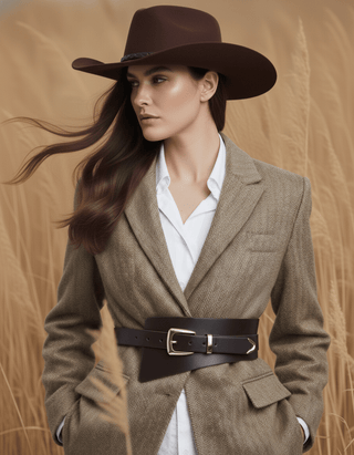 Asymmetrical Waist Cinching Belt with Polished Signature Hardware - Belt - mostwantedusa
