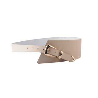 Asymmetrical Waist Cinching Belt with Polished Signature Hardware - Belt - mostwantedusa
