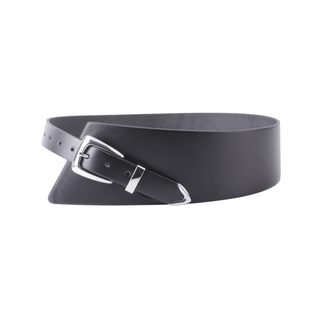 Asymmetrical Waist Cinching Belt with Polished Signature Hardware - Belt - mostwantedusa