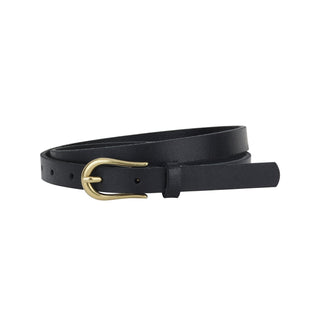 Basic Skinny Leather Belt with Equestrian Buckle - Belt - mostwantedusa