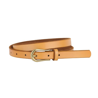 Basic Skinny Leather Belt with Equestrian Buckle - Belt - mostwantedusa