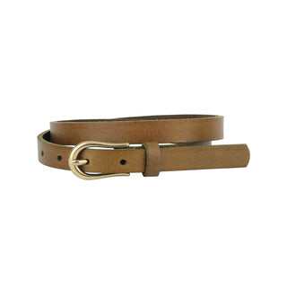 Basic Skinny Leather Belt with Equestrian Buckle - Belt - mostwantedusa