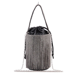 Black Rhinestone Fringe Drawstring Handbag - Handbag - mostwantedusa