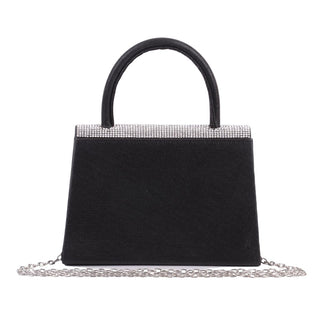 Black Square Handbag with Rhinestone Fringe - Handbag - mostwantedusa