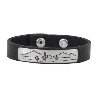 Cactus Landscape Silver Plate Leather Bracelet - Bracelet - mostwantedusa