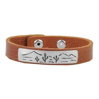 Cactus Landscape Silver Plate Leather Bracelet - Bracelet - mostwantedusa