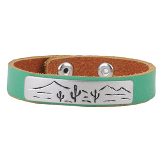 Cactus Landscape Silver Plate Leather Bracelet - Bracelet - mostwantedusa