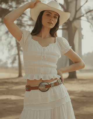 Cassie's Carved Concho Buckle Belt - Belt - mostwantedusa