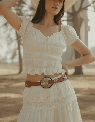 Cassie's Carved Concho Buckle Belt - Belt - mostwantedusa