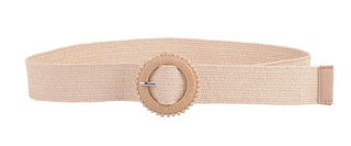 Classic Straw Stretch Belt with Circle Buckle and Beads - Belt - mostwantedusa