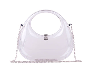 Clear Swoop Top Handle Handbag with Chain - Handbag - mostwantedusa