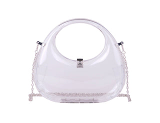 Clear Swoop Top Handle Handbag with Chain - Handbag - mostwantedusa