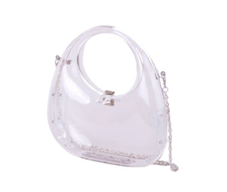 Clear Swoop Top Handle Handbag with Chain - Handbag - mostwantedusa