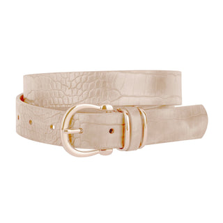 Crocodile Print Gold Accent Buckle Belt - Belt - mostwantedusa