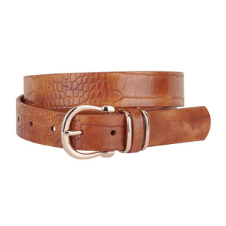 Crocodile Print Gold Accent Buckle Belt - Belt - mostwantedusa