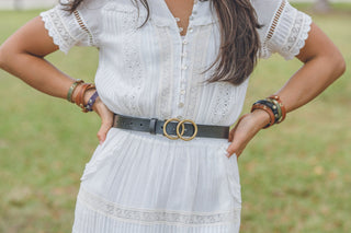 Double Circle Buckle Leather Belt - Belt - mostwantedusa