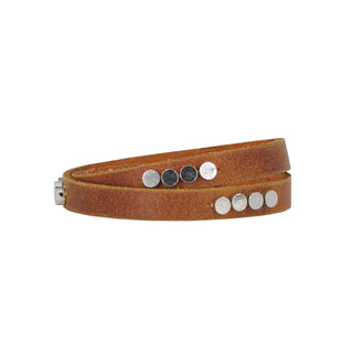 Double Wrap with Circle Beads Leather Bracelet - Bracelet - mostwantedusa