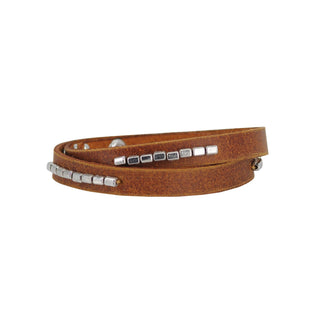 Double Wrap with Rectangle Beads Leather Bracelet - Bracelet - mostwantedusa