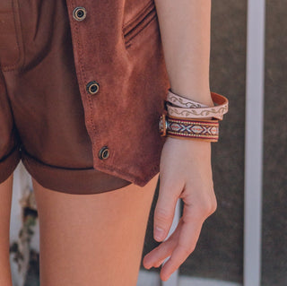 Aztec Cuff Bracelet in Tan - Bracelet - mostwantedusa