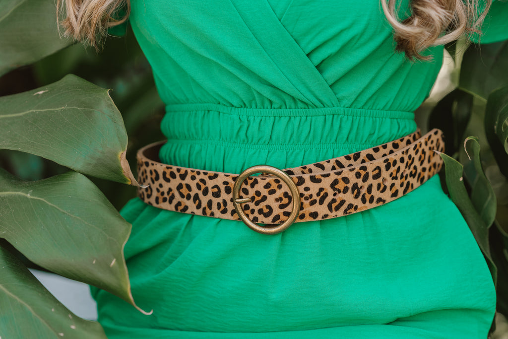 Women - Leopard Print Calf Hair Belt - mostwantedusa