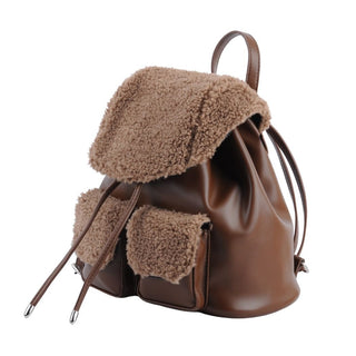 Faux Leather Sherpa Mini Backpack - Handbag - mostwantedusa