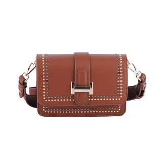 Gold and Silver Studded Camera Strap Crossbody - Handbags - mostwantedusa