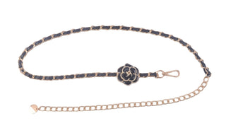 Gold Chain Belt with Pearls and Floral Decal - Belts - mostwantedusa