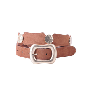 Gold Circle Link and Leather Panel Alternating Pattern Belt - Belt - mostwantedusa