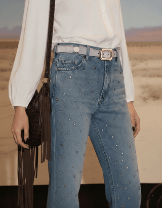 Gold Circle Link and Leather Panel Alternating Pattern Belt - Belt - mostwantedusa