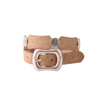 Gold Circle Link and Leather Panel Alternating Pattern Belt - Belt - mostwantedusa