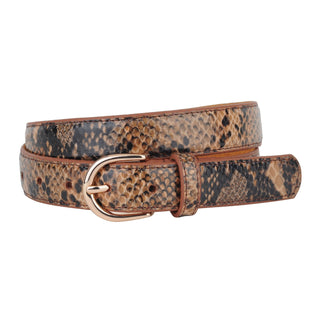 Golden/Brown Snakeskin Belt - mostwantedusa