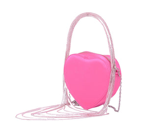 Heart Shaped Bag with Crystal Rope Top Handle - Handbag - mostwantedusa