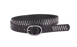 Leather Belt with Diamond Pattern - Belts - mostwantedusa