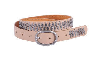 Leather Belt with Diamond Pattern - Belts - mostwantedusa